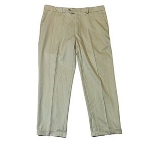 Maus & Hoffman mens 36x27 khaki tan polyester performance chino pants EUC
